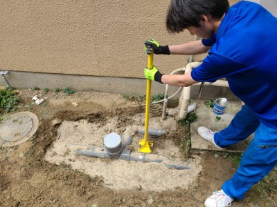 埋戻し 排水工事 排水桝 沈下防止 ダンパー作業 神戸市 トラブラン 葛原設備工業